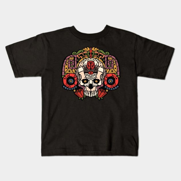 Azteca Skull Kids T-Shirt by Sauher